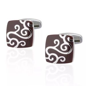 Elegant Coffee and Silver Square Cufflinks